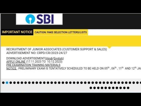 🔥🔥 SBI Clerk Preliminary Date Out  🔥🔥 5/6/11/12th January