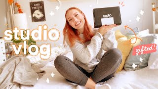 STUDIO VLOG 10| MY FIRST BRAND COLLAB!! Unboxing Gifted SUDIO Earbuds & Creating Fall Art Print!!🍂🎃🍄