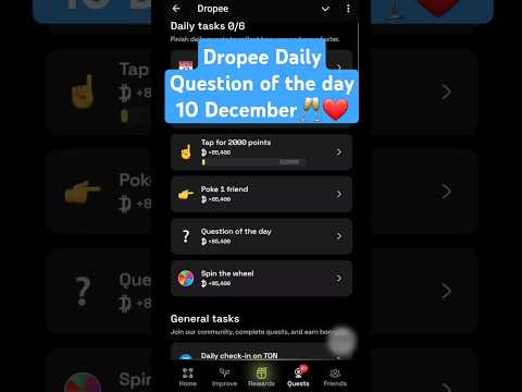 Dropee daily question of the day 10 december | Drope daily question of the day | dropee code