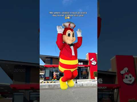 Leap day 🤝 going to Jollibee #Jollibee #JollibeeUSA #JollibeeUS #LeapDay #Jollibeemascot #mascot