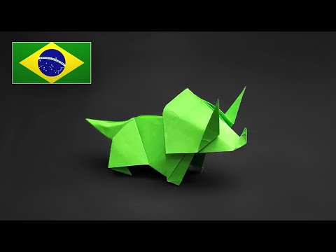 Origami de Dinossauro: Tricerátopo / Triceratops - Tutorial PT-BR