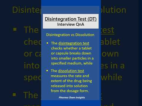 Disintegration test | DT interview preparation #chemistry #disintegration