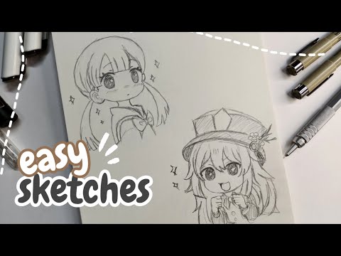 cute random anime character easy sketches 10+ Pt. 3✨ #drawing #anime