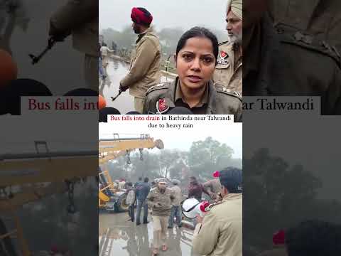 Bus Falls Into Drain in Bathinda: Viral Video Sparks Attention  #Bathinda #Accident #ViralVideo