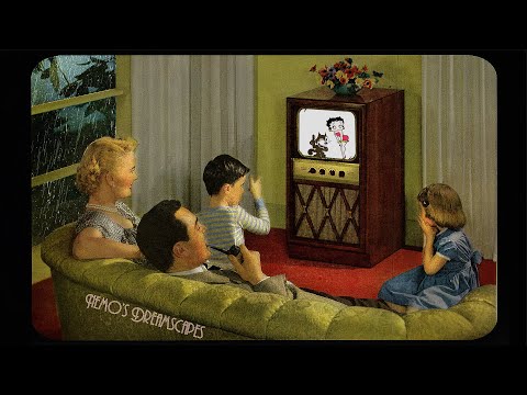 1949, watching TV with your Nuclear Family - Oldies playing in another room and it's raining | ASMR