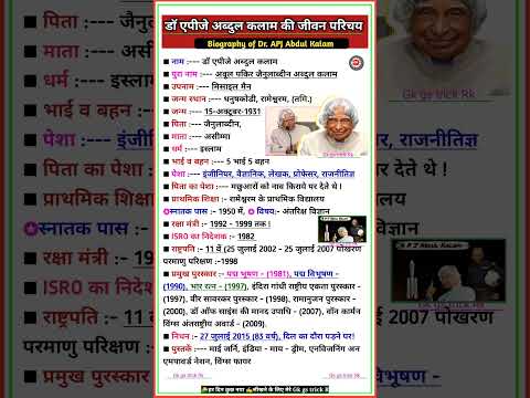 डॉ. एपीजे अब्दुल कलाम का जीवन परिचय || Biography Of Dr. APJ Abdul Kalam #shorts #apjabdulkalam #bio