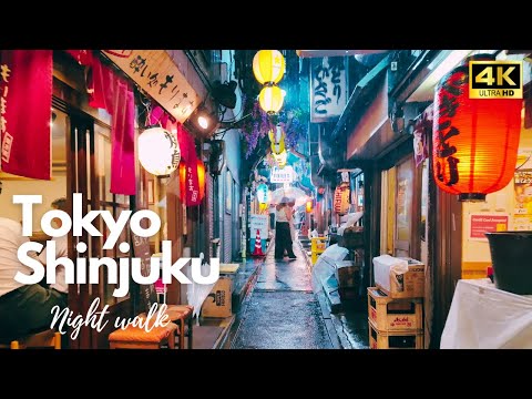 Shinjuku, Kabukicho Goldenstreet Tokyo Japan  During Heavy Rain  雨の新宿歌舞伎町　東京都庁散歩　•[4K60p]