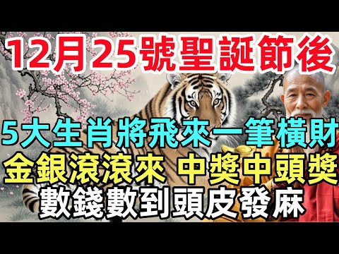 12月25號聖誕節後，5大生肖將飛來一筆橫財，金銀滾滾來，中奬中頭奬，數錢數到頭皮發麻！#生肖#生肖運勢#命理#風水#十二生肖#一尘佛学