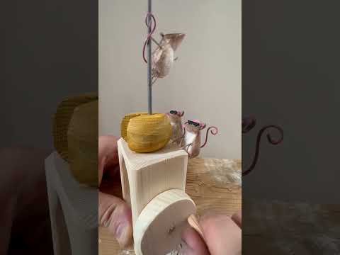 The cheese pole dance 🪩 #automata #mice #mouse #poledance #poledancing #littleanimals #cuteanimals