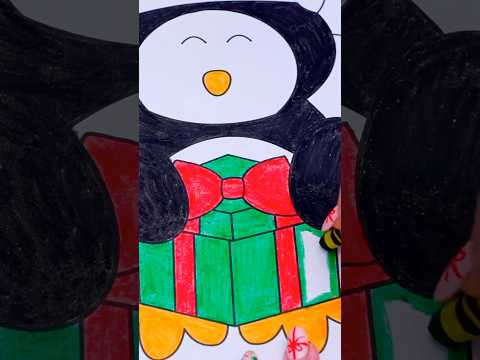 Coloring a Penguin 🐧 #christmas #coloring #art #drawing #holiday #coloringbook #crayons #crayola