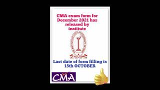 CMA DEC 2021 EXAM FORM FILL UP NOTIFICATION OUT || #Learning #cmaexams #icmai #shorts #youtubeshorts