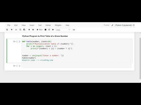 Day 27 : Python Program to Print Table of a Given Number