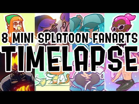 Timelapse of 8 Mini Splatoon Fanarts