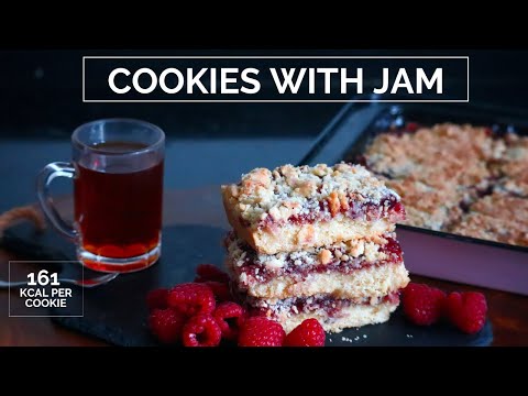 Tart jam recipe - Cookies with jam - Squares with jam - Shortbread biscuit - Cookies with berries -