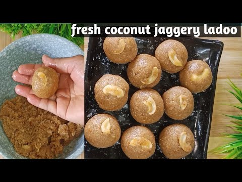 नारियल लड्डू।fresh coconut jaggery ladoo recipe.no sugar added healthy laddu recipe#deepikakirecipes