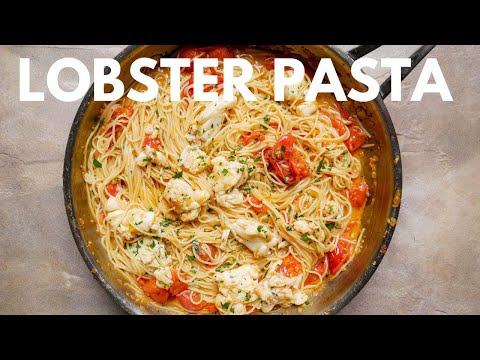 Buttered lobster pasta with cherry tomatoes