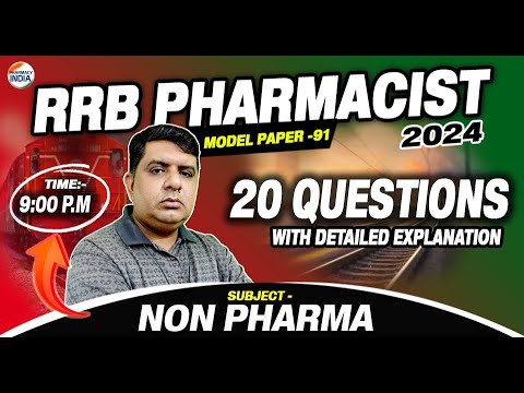 RRB Pharmacist | Model Paper - 91 | Non Pharma | 20 Question With Detailed Explanation #pharmacist