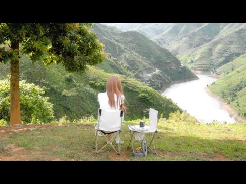 IMMERSE YOURSELF IN NATURE 'S BEAUTY - FULL ASMR SOLO CAMPING GIRL IN A HIGH HILL