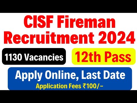 cisf fireman new vacancy 2024||1130 vacancies||cisf constable fireman recruitment 2024 #cisf #fire