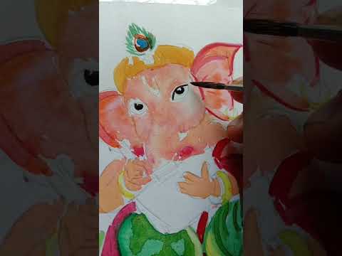 ganapati drawing/#shorts#ganapatibappamorya #ganapati lord Ganesha drawing easy with water colour