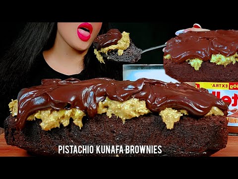 🍫asmr Pistachio kunafa Brownies 👅먹방 초콜릿|MUKBANG CHOCOLATE |eating sounds| notalking 🐾