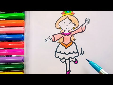 Drawing and Painting  Dancing Princess for Kids & Toddlers | Simple Drawing, Coloring #drawing