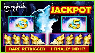 JACKPOT, RARE RETRIGGER!!! Wonder 4 Boost Gold Timber Wolf Gold Slots!