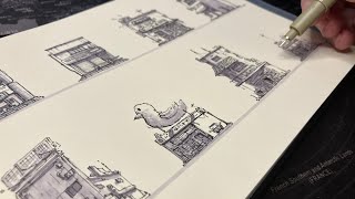 Japanese sketches made with ink Pens