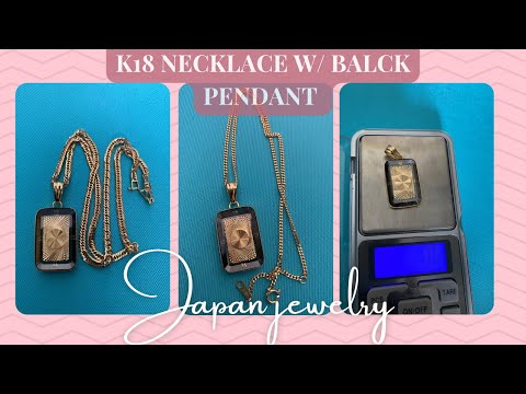 K18 japan gold necklace 2カット ダブルカット2cut 5g & 8 カット トリプルカット喜平 8cut 10g with black pendant #203