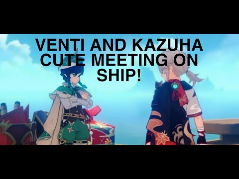 Venti and kazuha cute interaction on the ship!! (after completing the  lantern rite quest!)