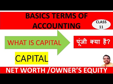 🔴 Basic Accounting Terms Class 11 Meaning of Capital in Hindi  | Net Worth | Owners Equity ||