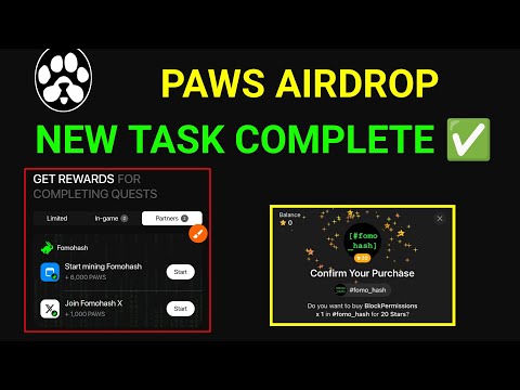 Paws Airdrop New Task Complete ✅ l Paws Airdrop l Paws mystery quest today l Paws Today New Task