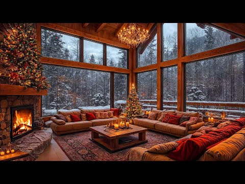 Unwind with Instrumental Christmas Jazz Music & Fireplace Sounds 🔥 Cozy Christmas Ambience for Study