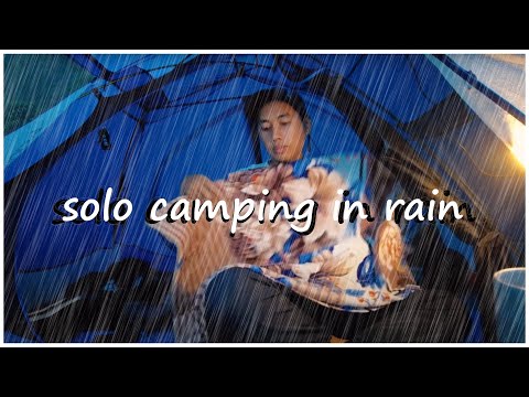 Solo trip camping in rain - Relaxing Nature Sounds