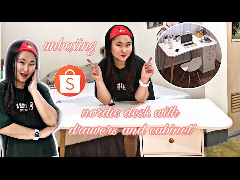 UNBOXING NORDIC DESK FROM SHOPEE | AFFORDABLE PRICE #shopee