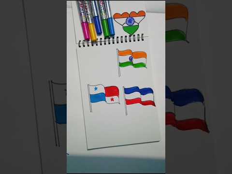 Indian Flag Drawing With Panama 🇵🇦 And Luxembourg 🇱🇺 | #shorts #drawing