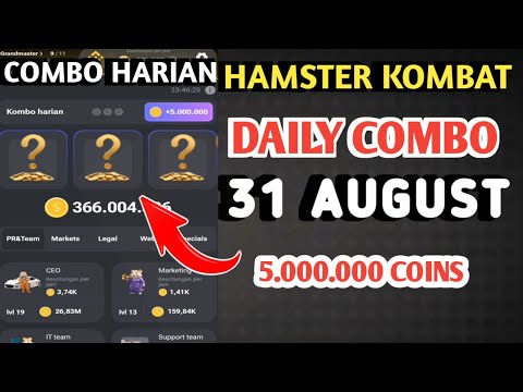 COMBO HARIAN HAMSTER KOMBAT HARI INI 31 AGUSTUS 2024 | HAMSTER KOMBAT DAILY COMBO TODAY CARDS AUGUST