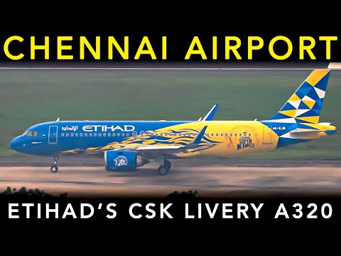 Inaugural CHENNAI SUPER KINGS🦁Etihad Airways AIRBUS A320Neo at CHENNAI AIRPORT🇮🇳