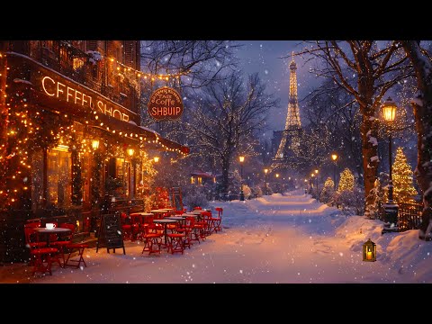 Paris Outdoor Coffee Ambience - Deep Jazz Music in a Quiet Winter Night for Good Relaxation