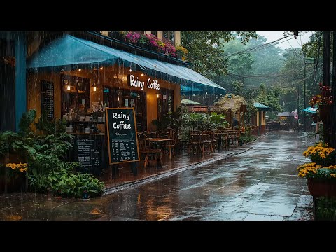 Light Rain in Front of Coffee Shop - Relax with the Sound of Rain | White Noise for Relaxation