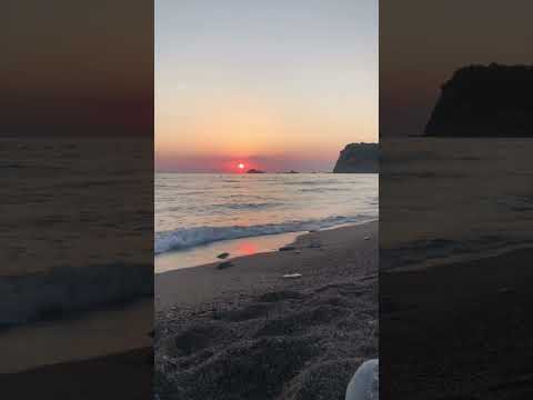 Beautiful sunset view at Buljarica beach in Montenegro filled with relaxing sounds of the sea.