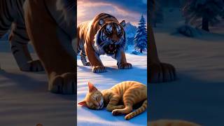 Will the cat escape the tiger? #cats #cat #catlover #catvideos #catshorts #catlovers #catlovers #ai