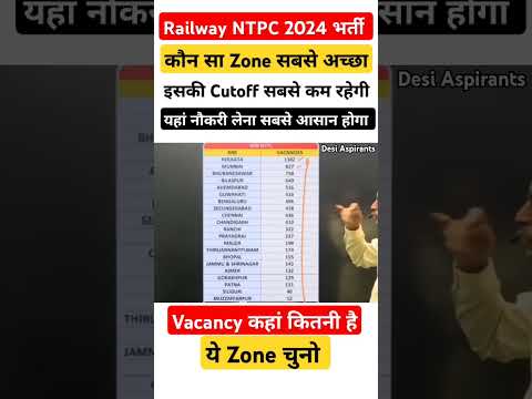 RRB NTPC 2024 कौन सा Zone अच्छा है।सबसे कम Cutoff वाला Zone! Railway Vacancy details #rrbntpc