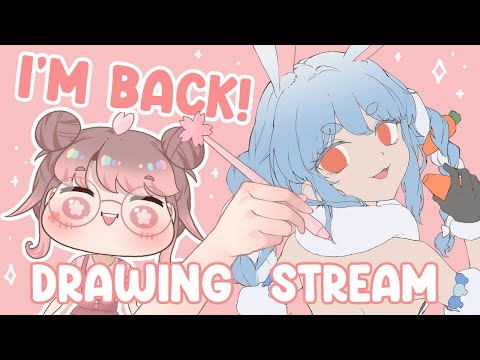 I'M BACK?! Let's catch up! Continuing my Usada Pekora drawing 🐰🥕