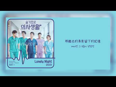 【韓繁中字】權珍雅 권진아(Kwon Jin Ah) - Lonely Night [ 機智醫生生活/슬기로운 의사생활 OST Part 1] [Chinese Sub]