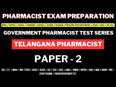 GOVERNMENT PHARMACIST EXAM QUESTIONS / TELANGANA GRADE 2 PHARMACIST QUESTIONS / RRB PHARMACIST EXAM