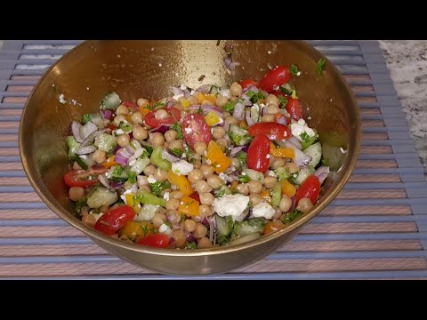 Chickpeas Salad. Easy Lunch recipe with Gabanzo Beans. Healthy Recipes for weight loss