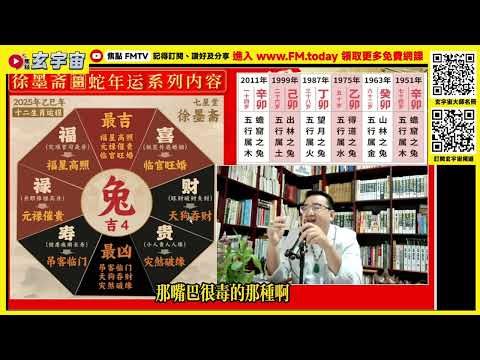 【兔🐰】2025蛇年運勢｜徐墨齋師傅預測2025蛇年十二生肖運勢︱犯太歲、人緣運、財運、事業運、姻緣運生肖詳講 #玄宇宙