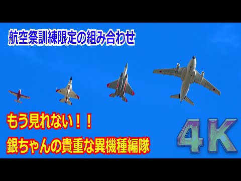 【4K】銀ちゃん幻の異機種編隊！！本番では見れなかった”銀ちゃん”とF-15&F-2&T-7の特別塗装（70周年マーク）機の4編隊 /3視点から【岐阜基地航空祭2024】