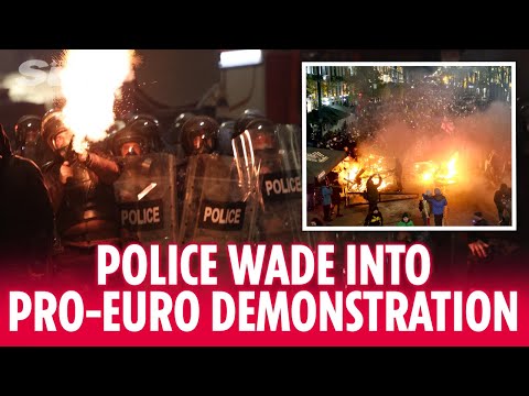 Chaos explodes as police clash with pro-European protesters